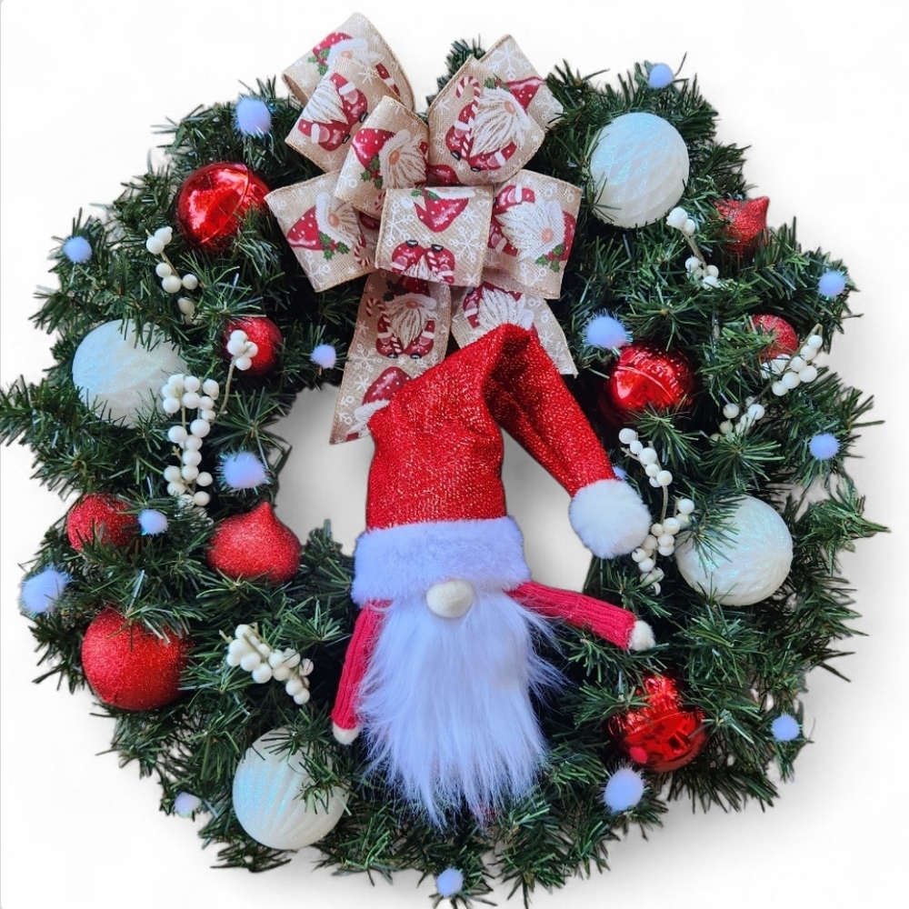 Festive Merry Gnome Christmas Wreath